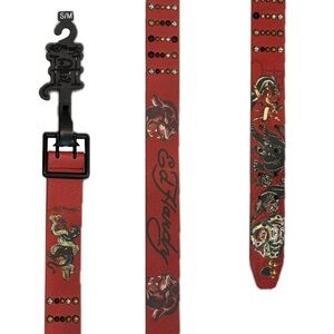 Ed Hardy Red and Black Reptile Collar